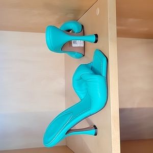 Brand New teal high heeled mule